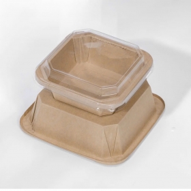 HỘP GIẤY VUÔNG KRAFT NẮP PET 750ML