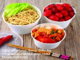 Tô Giấy 800ml Đựng Bún Phở Hủ Tiếu Cao Cấp Có Nắp 